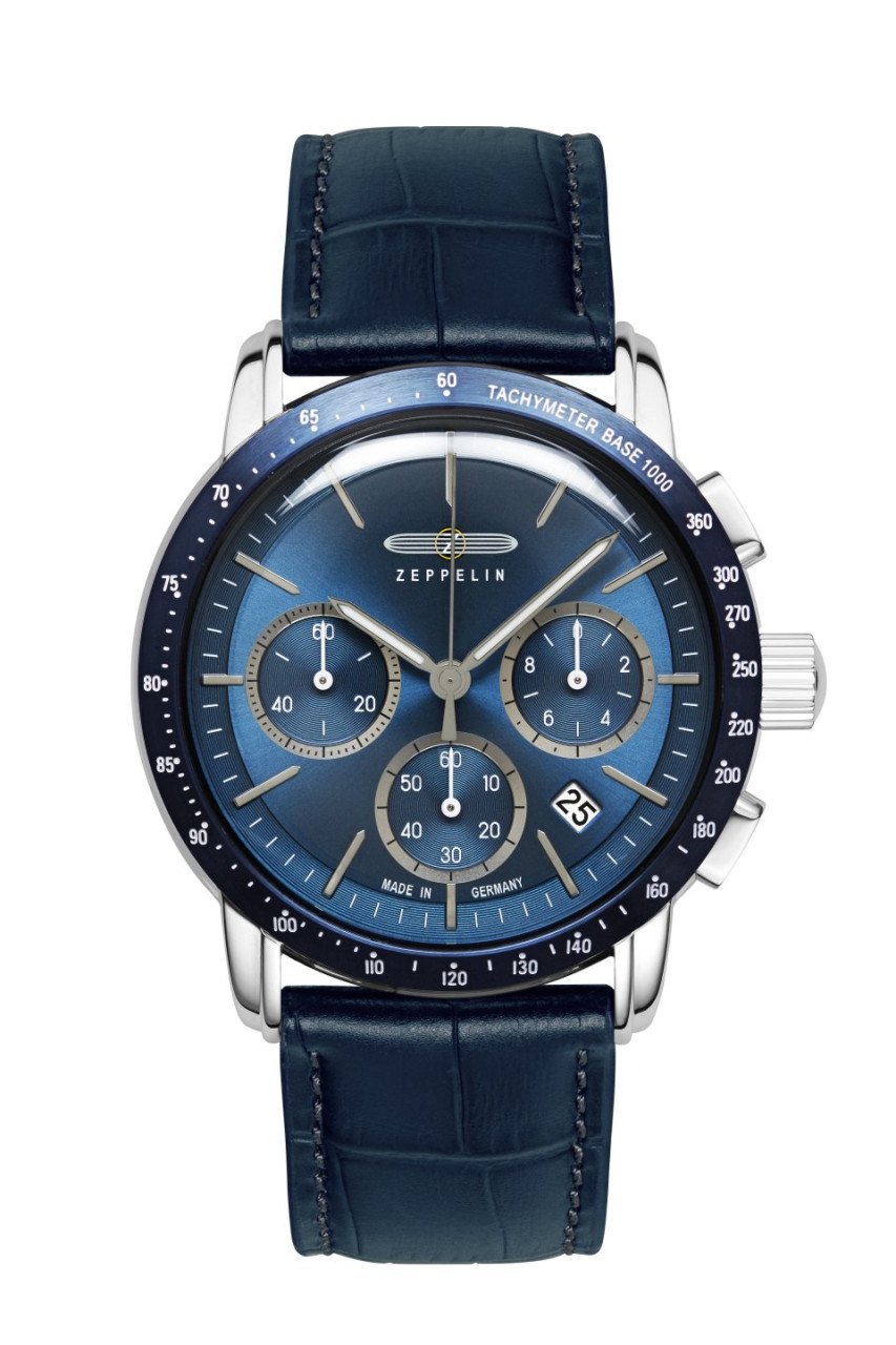 HAU, Zeppelin New York Chronopraph Cal. 6S20 blue Steelcase 42mm, water resistant 5atm, Mineral-K1